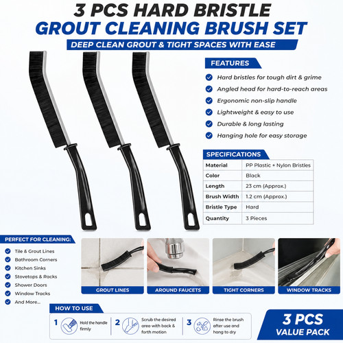 3pcs hard bristle crevice - hard,